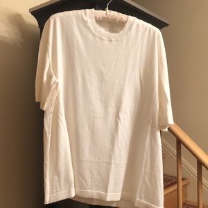 THE ROW ECKO top in cotton and cashmere short  sleeve sweater size M